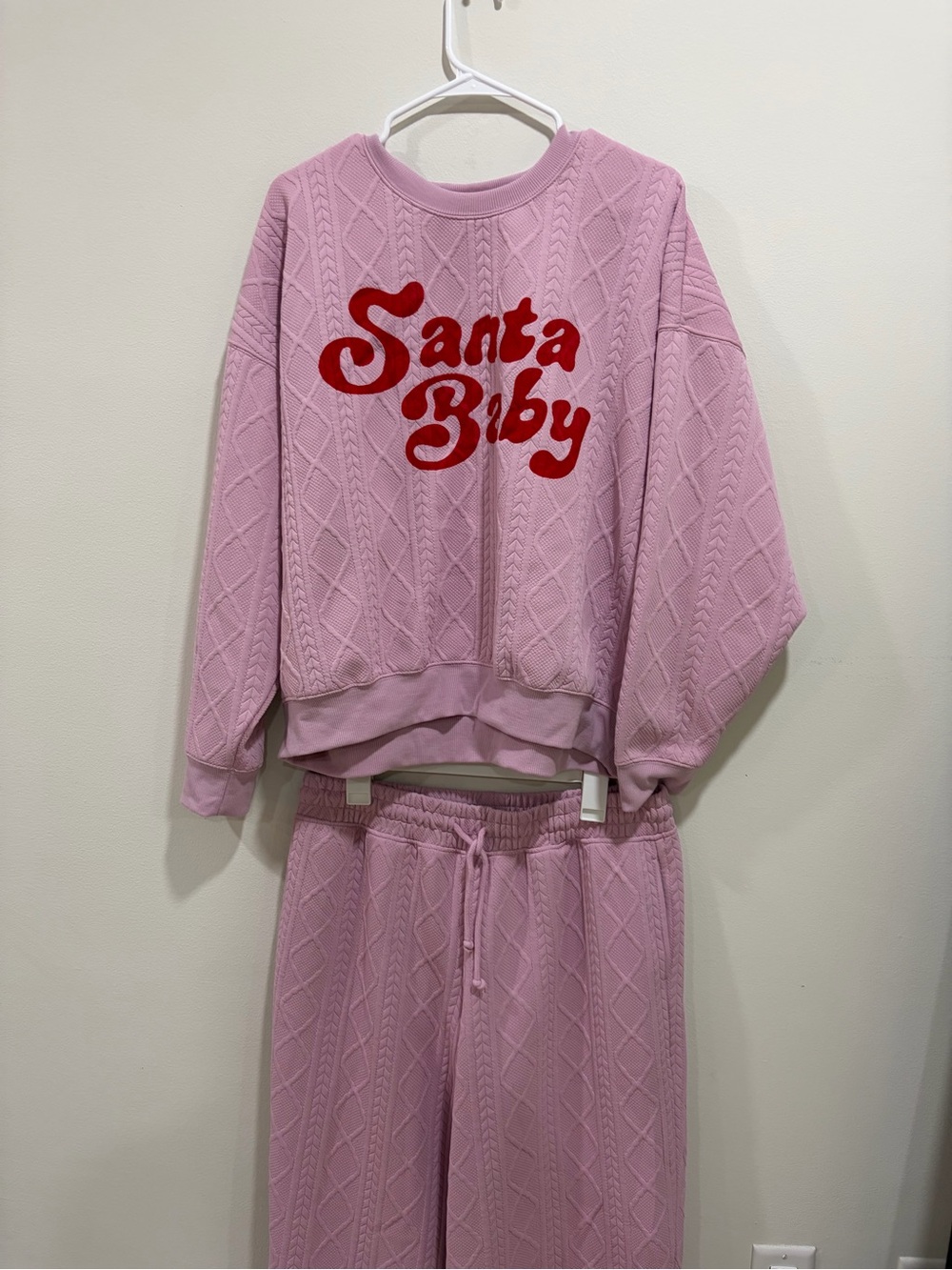Grayson Threads Pink 'Santa Baby' Knit Lounge Sweat Set
